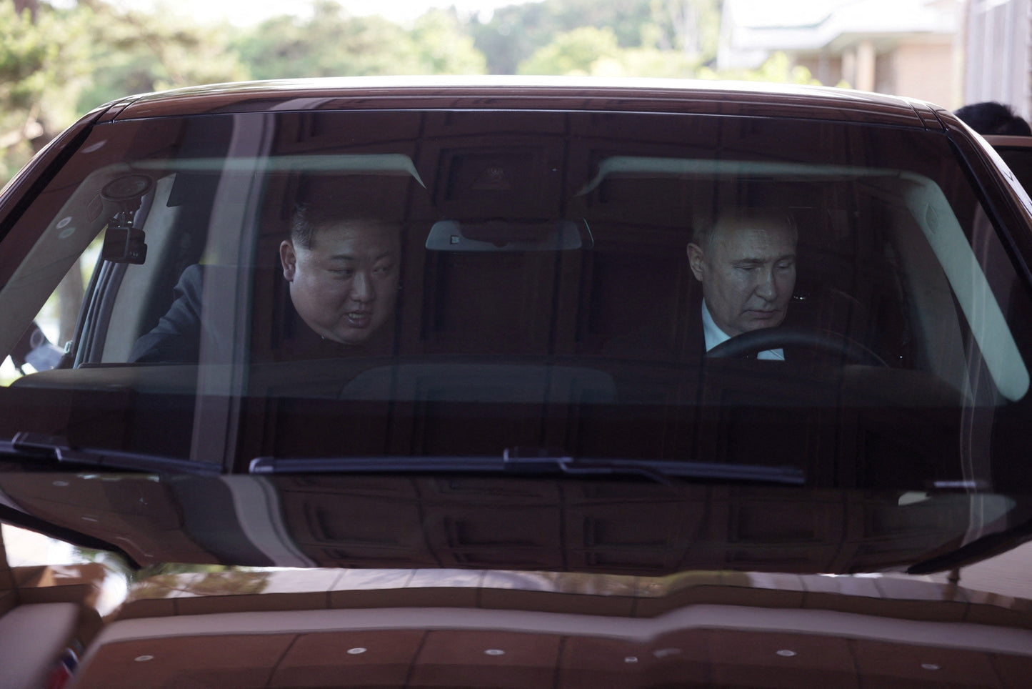 Kim Jong Un Putin Driving Car Glossy Poster Picture Photo Print Banner Booma Prints