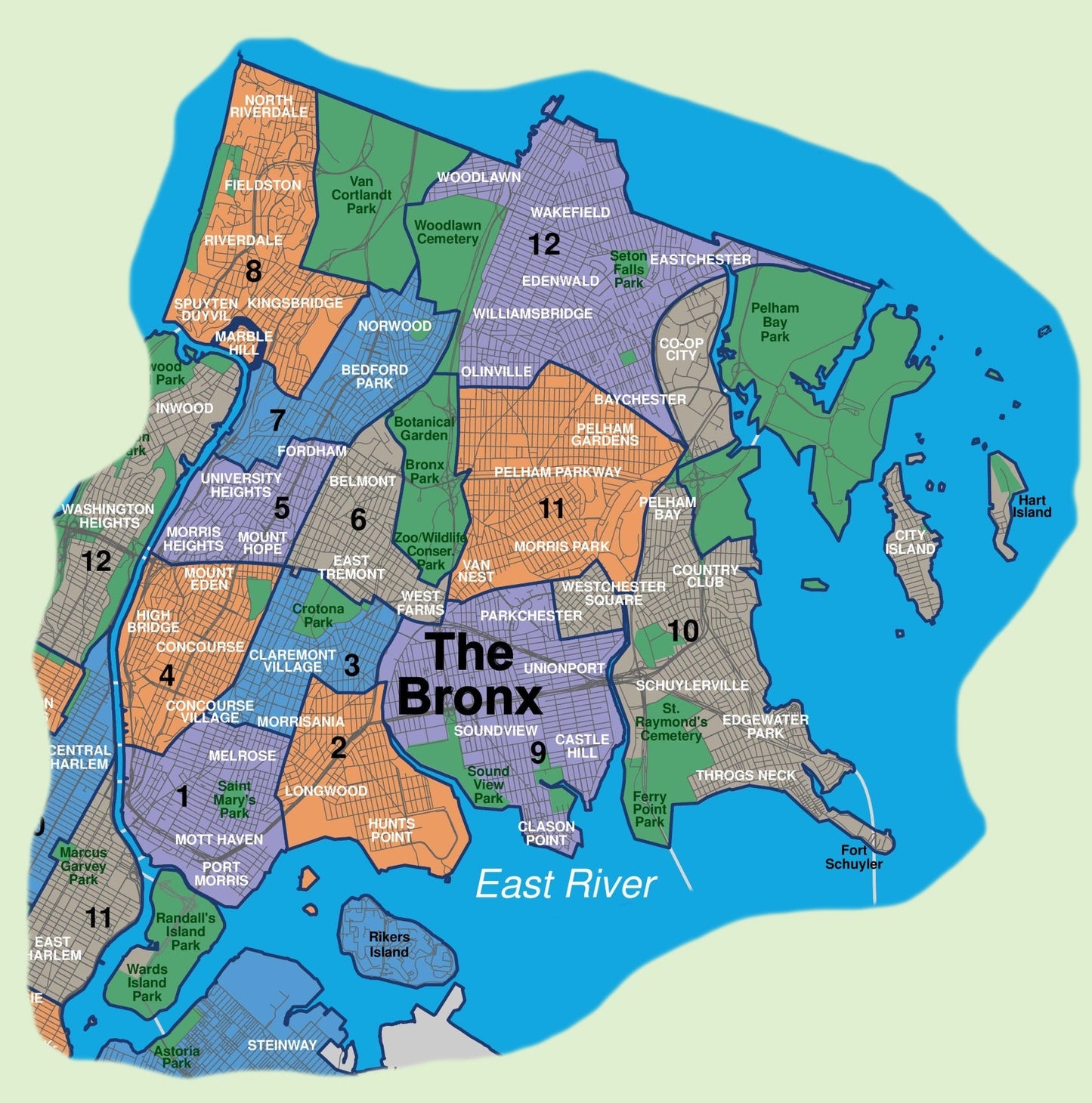 Bronx Nyc Neighborhood Map Glossy Poster Picture Photo Print Banner Booma Prints