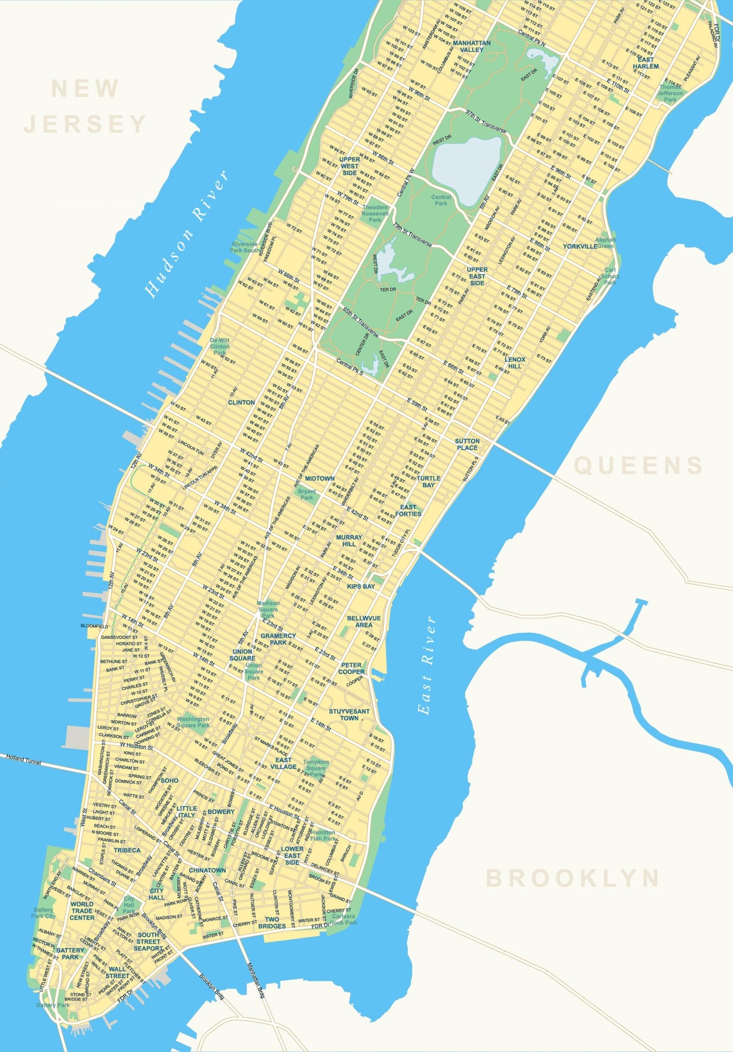 Manhattan Street Map Nyc Poster Picture Photo Print Banner Booma Prints