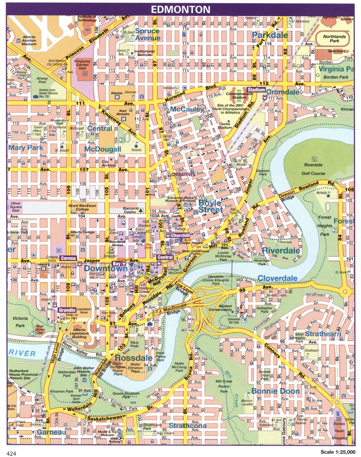 Edmonton Alberta Canada Map Ca Glossy Poster Picture Photo Print Banner Booma Prints