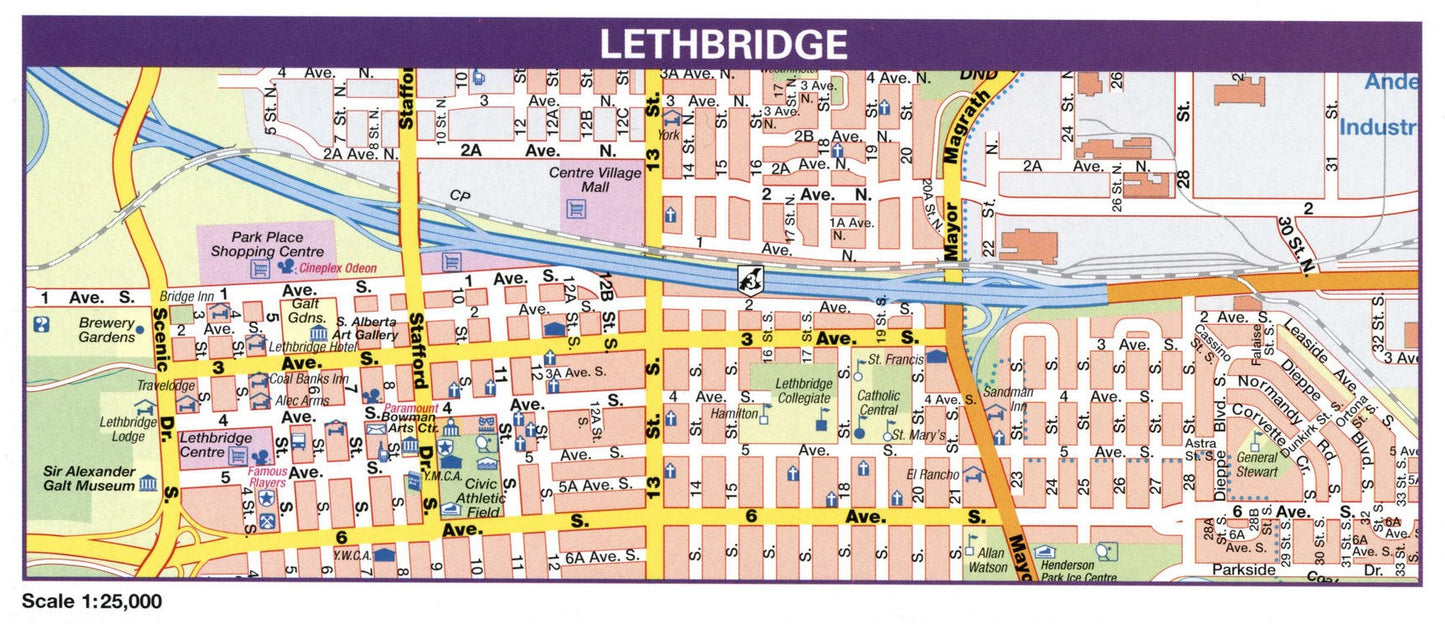 Lethbridge Alberta Canada Map Ca Glossy Poster Picture Photo Print Banner Booma Prints