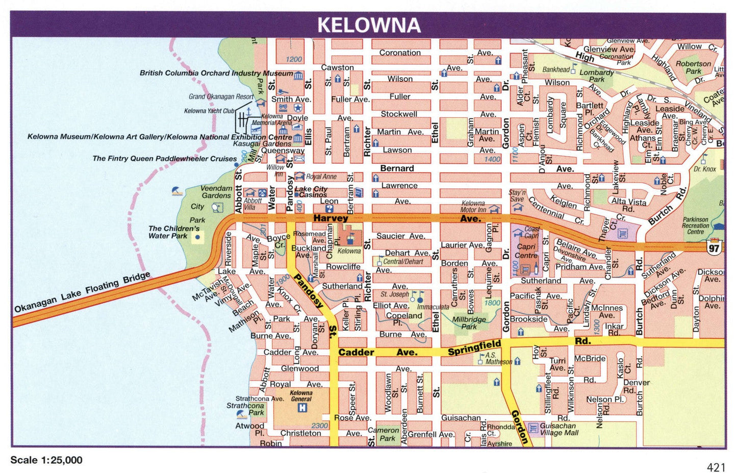 Kelowa Bc Canada Map Glossy Poster Picture Photo Print Banner Booma Prints