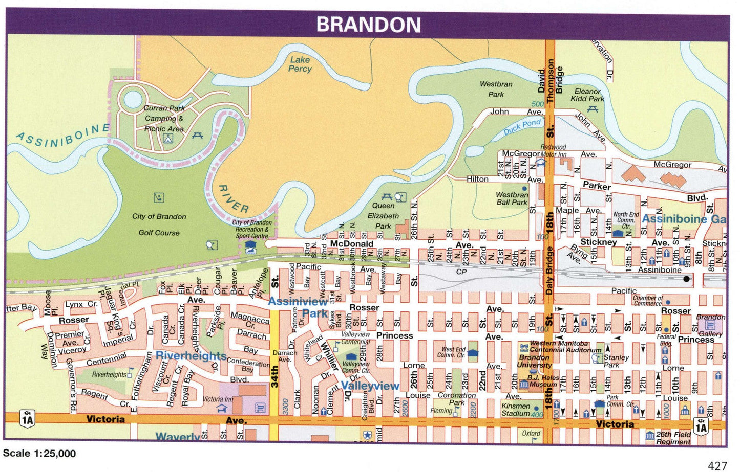Brandon Manitoba Canada Map Glossy Poster Picture Photo Print Banner Booma Prints