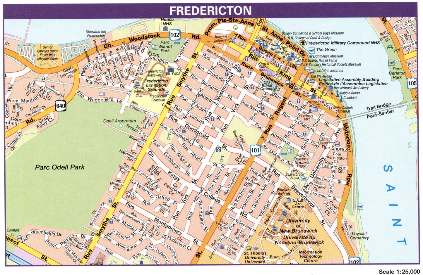 Fredericton Nb Canada Map Glossy Poster Picture Photo Print Banner Booma Prints