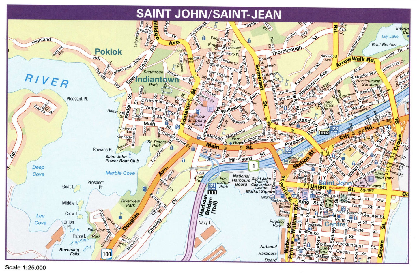 Saint John Nb Canada Map Glossy Poster Picture Photo Print Banner Booma Prints