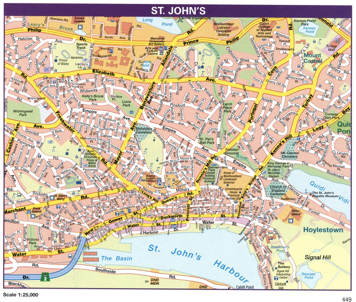 St John'S Newfoundland Canada Map Glossy Poster Picture Photo Print Banner Booma Prints