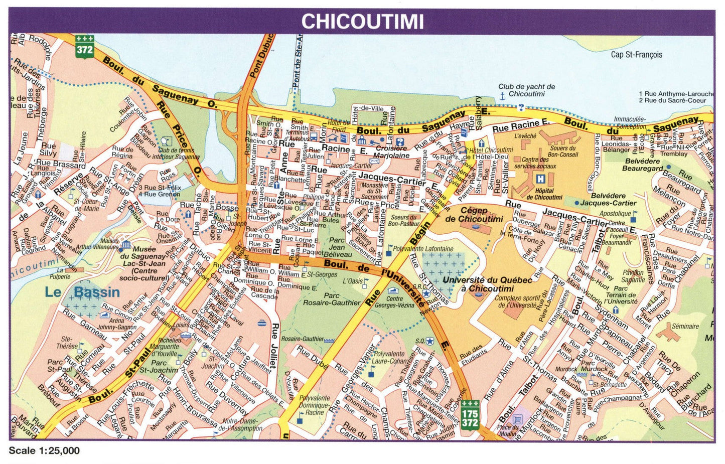 Chicoutimi Quebec Canada Map Glossy Poster Picture Photo Print Banner Booma Prints