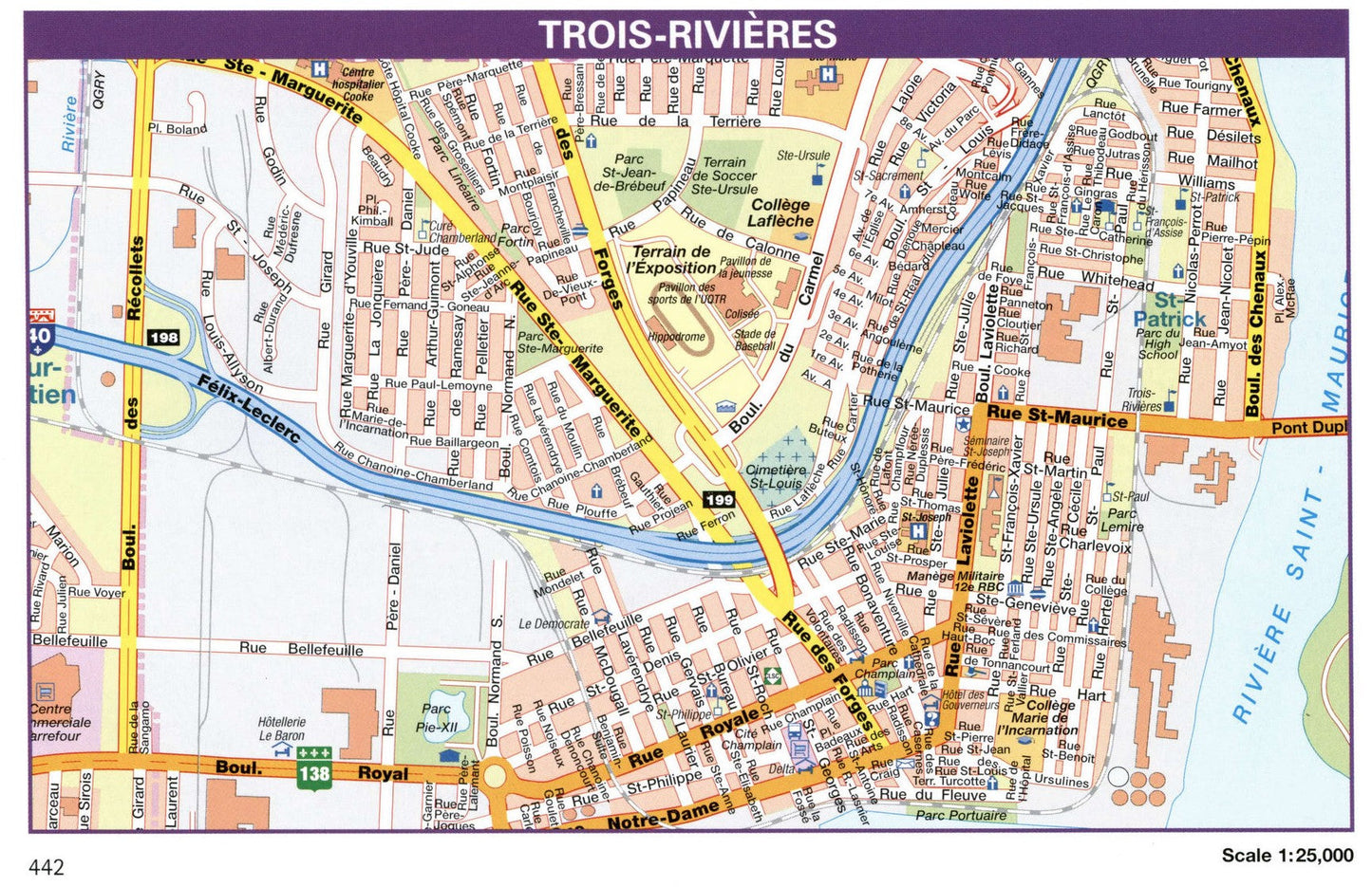 Trois-Rivieres Quebec Canada Map Glossy Poster Picture Photo Print Banner Booma Prints