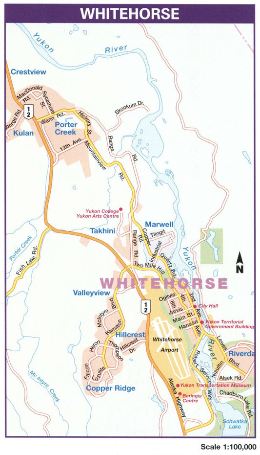 Whitehorse Yukon Canada Map Glossy Poster Picture Photo Print Banner Booma Prints