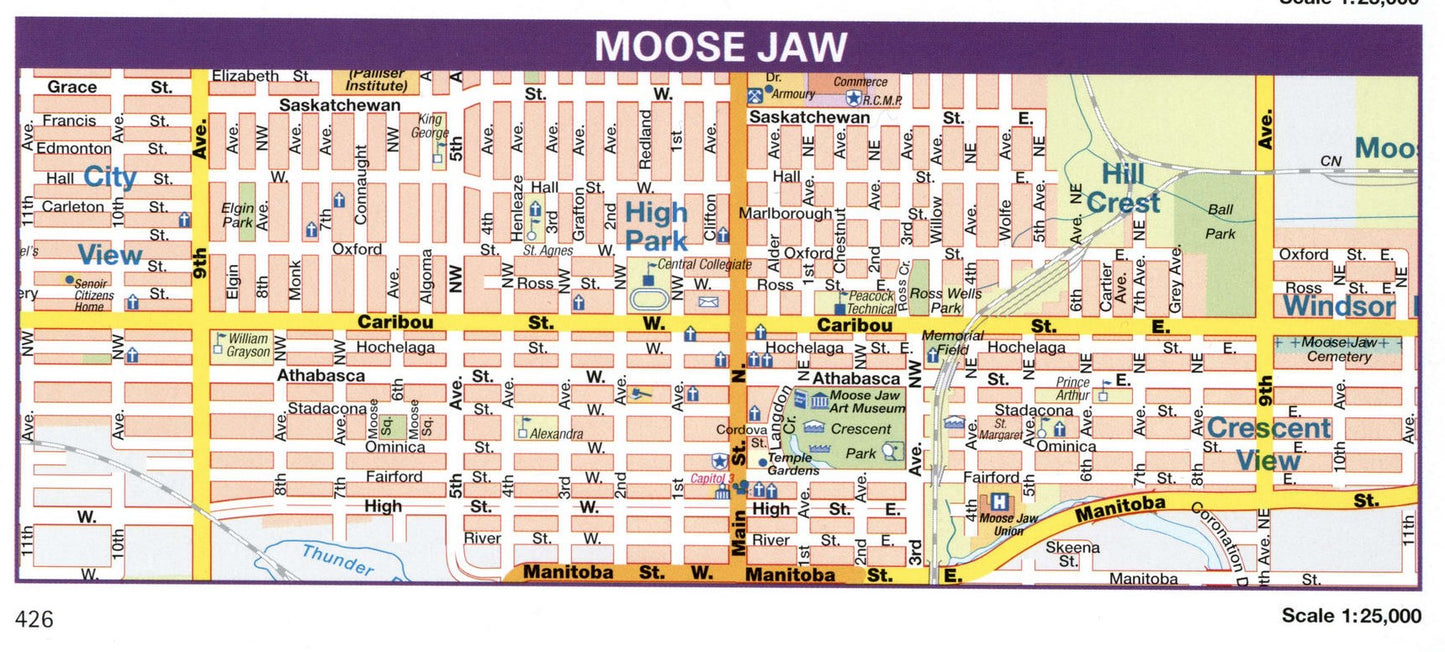Moose Jaw Saskatchewan Canada Map Glossy Poster Picture Photo Print Banner Booma Prints