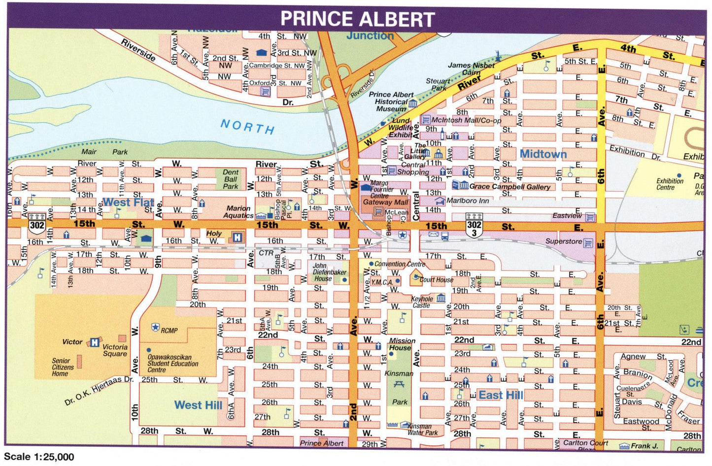 Prince Albert Sk Canada Map Glossy Poster Picture Photo Print Banner Booma Prints