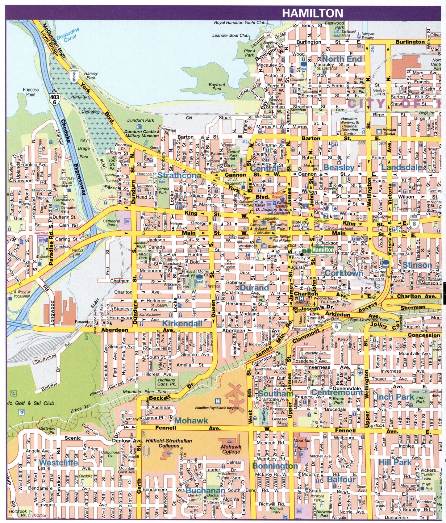 Hamilton Ontario Canada Map Glossy Poster Picture Photo Print Banner Booma Prints