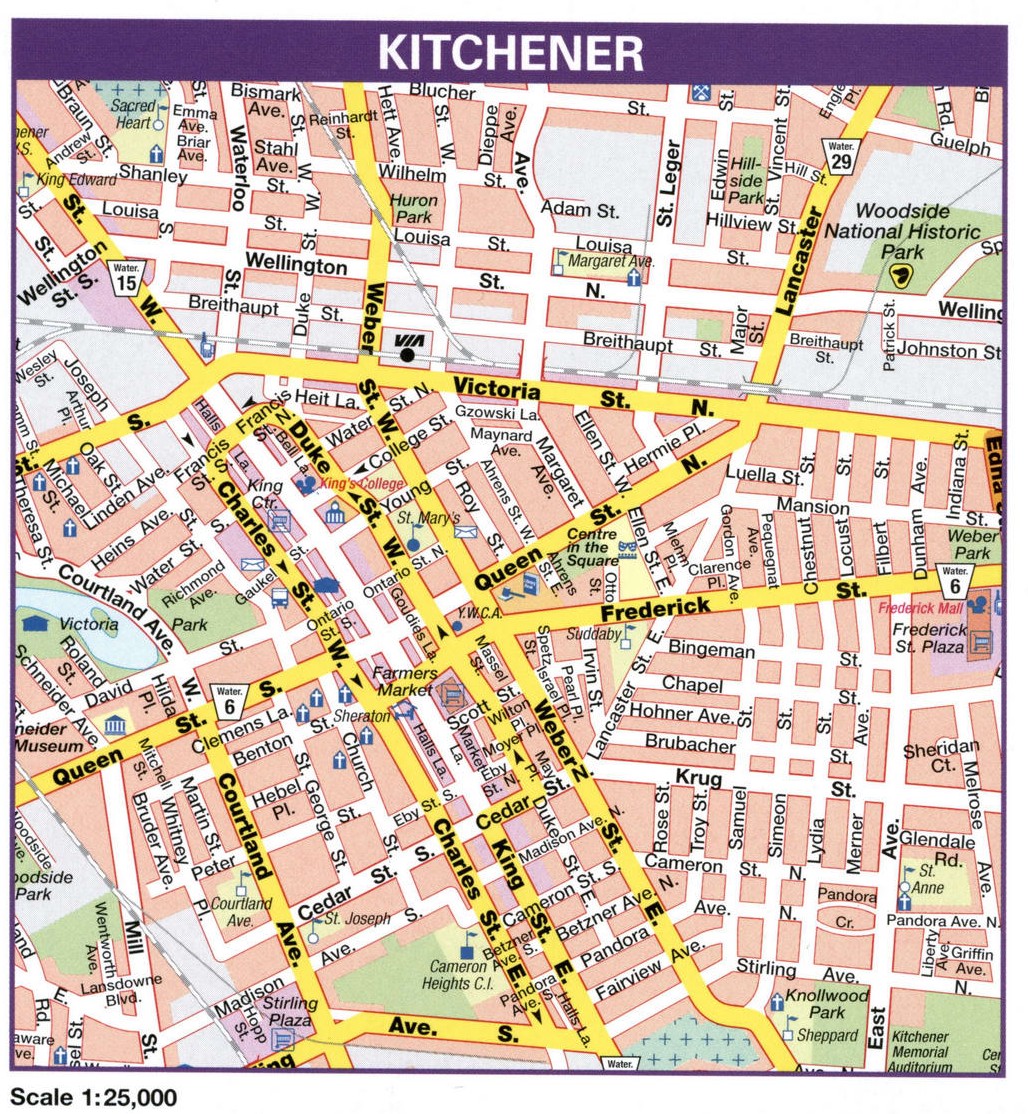 Kitchener Ontario Canada Map Glossy Poster Picture Photo Print Banner Booma Prints