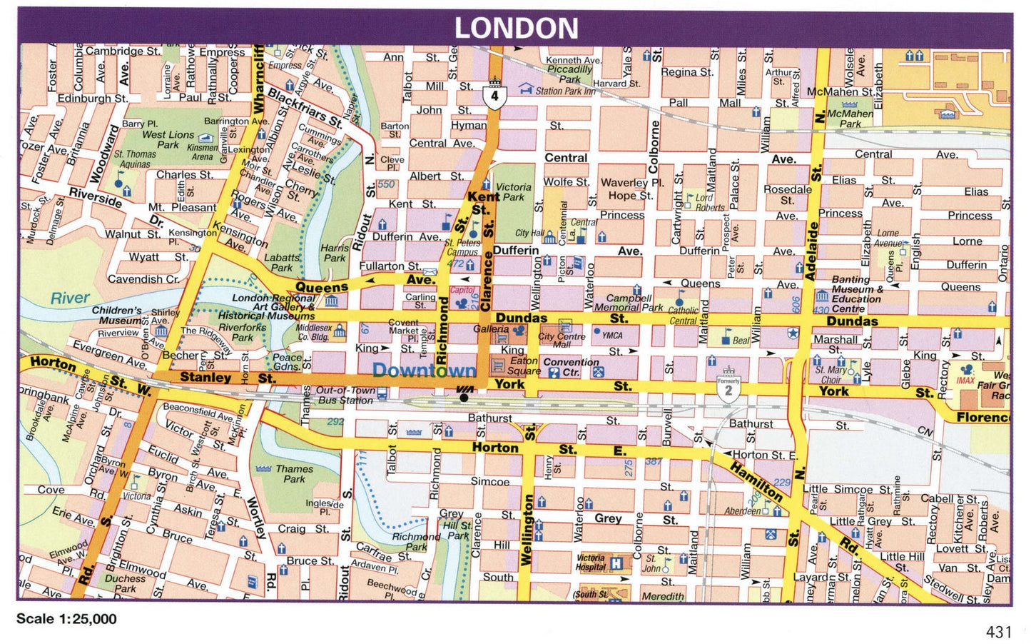 London Ontario Canada Map Glossy Poster Picture Photo Print Banner Booma Prints