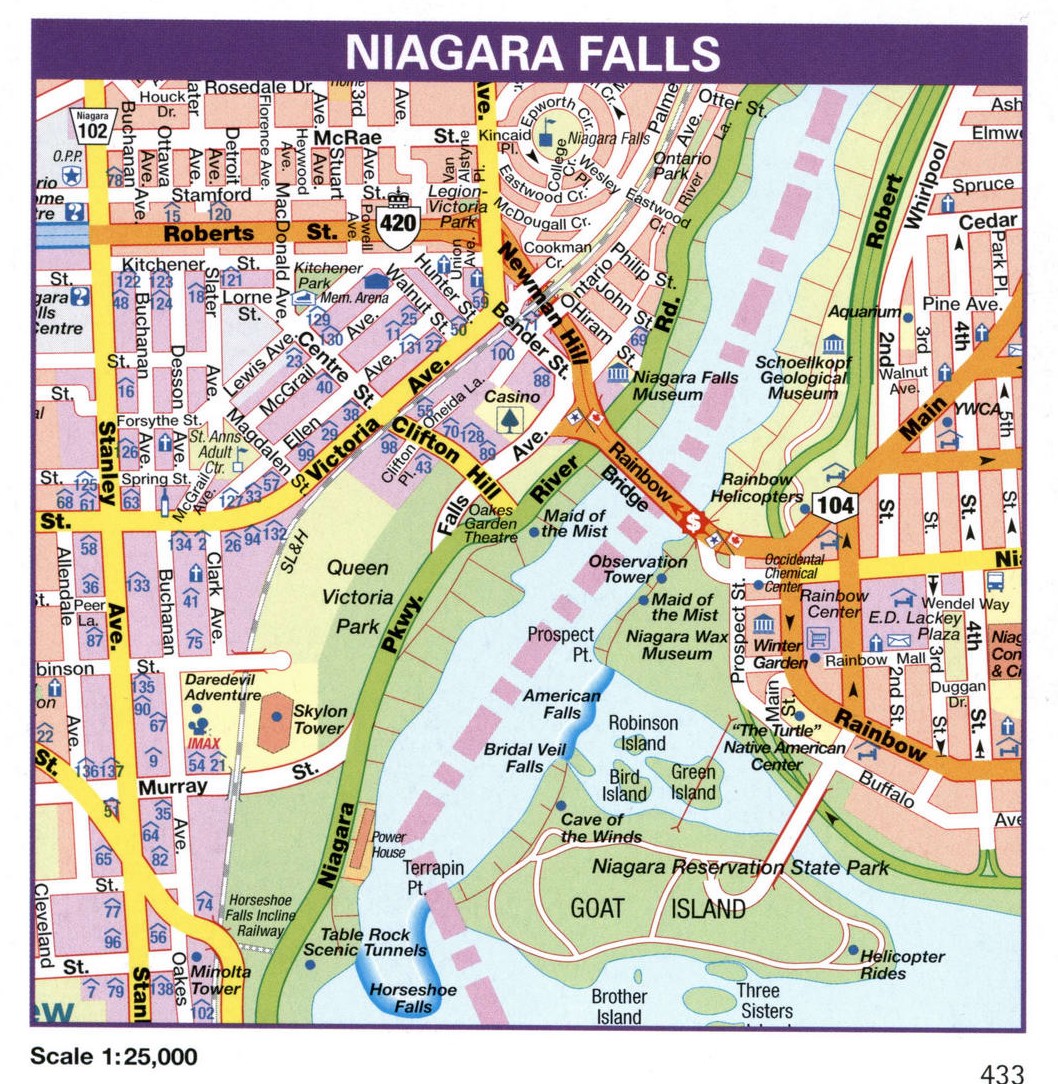 Niagara Falls Ontario Canada Map Glossy Poster Picture Photo Print Banner Booma Prints
