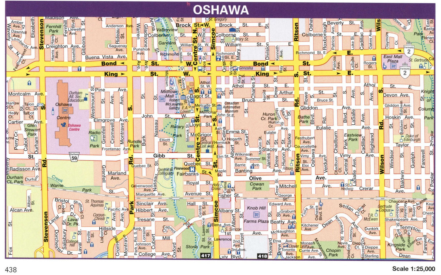 Oshawa Ontario Canada Map Glossy Poster Picture Photo Print Banner Booma Prints