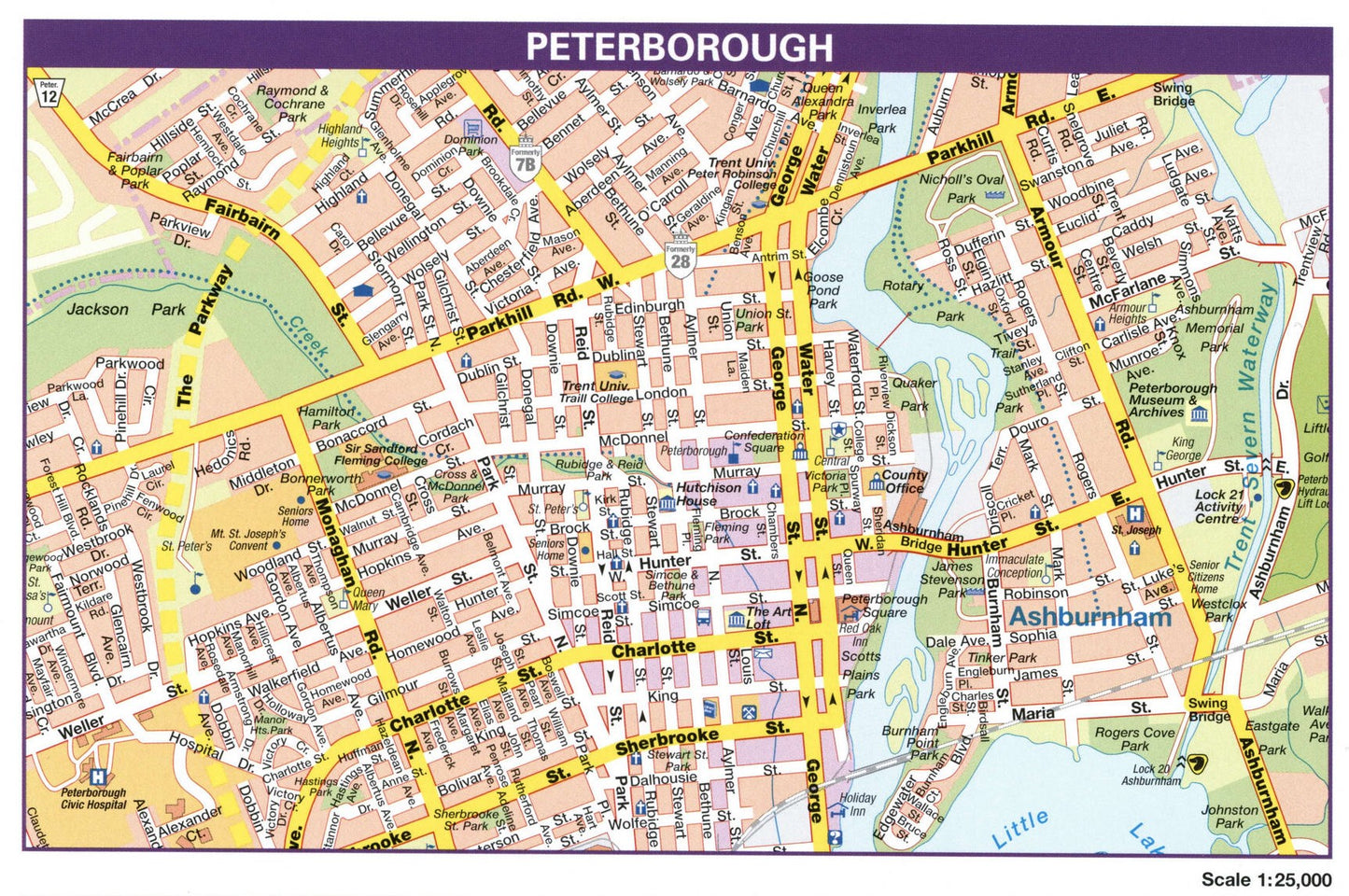 Peterborough Ontario Canada Map Glossy Poster Picture Photo Print Banner Booma Prints