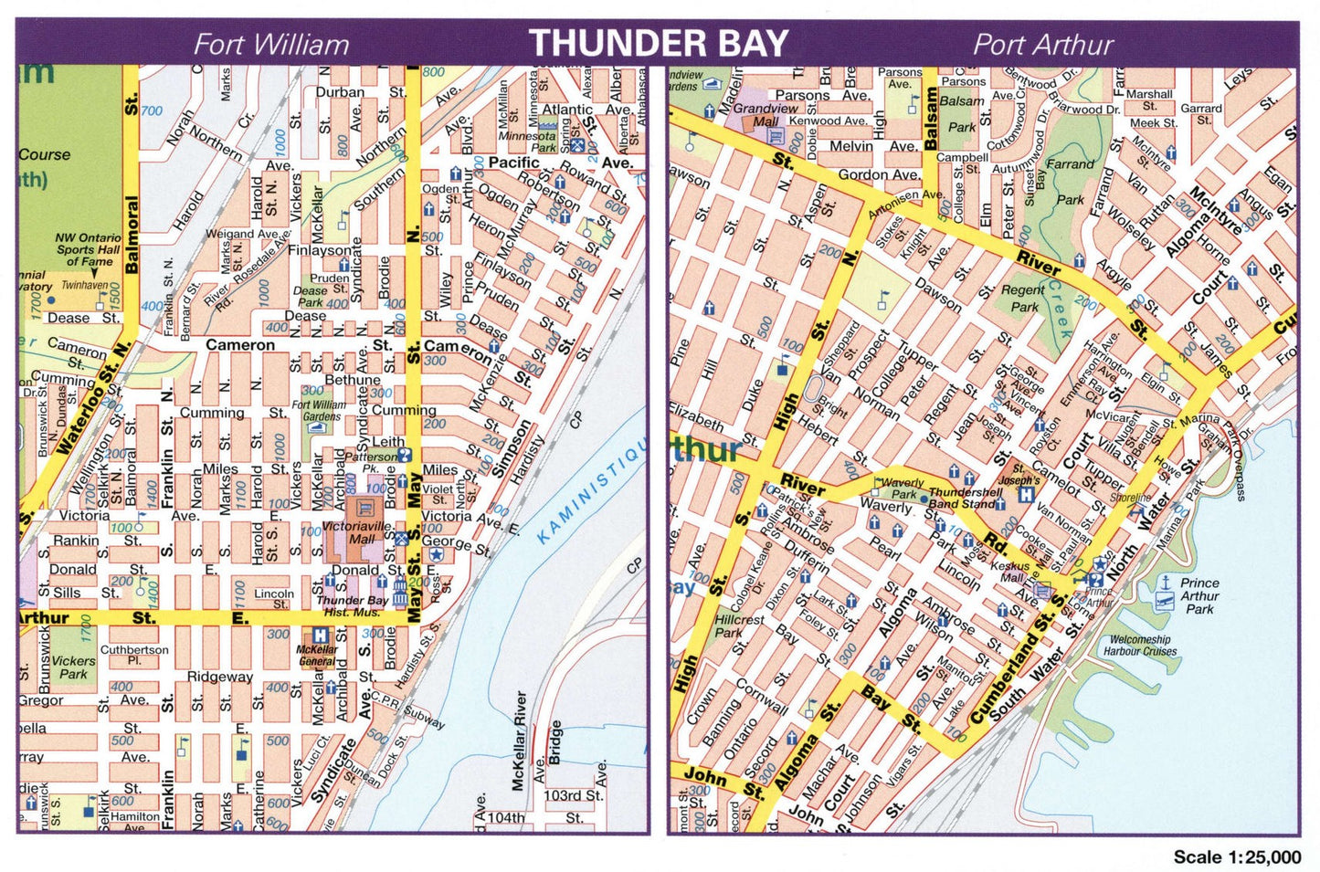 Thunder Bay Ontario Canada Map Glossy Poster Picture Photo Print Banner Booma Prints