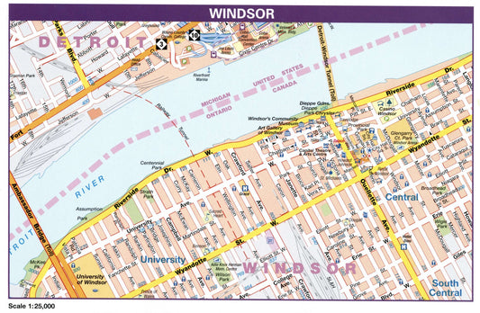 Windsor Ontario Canada Map Glossy Poster Picture Photo Print Banner Booma Prints