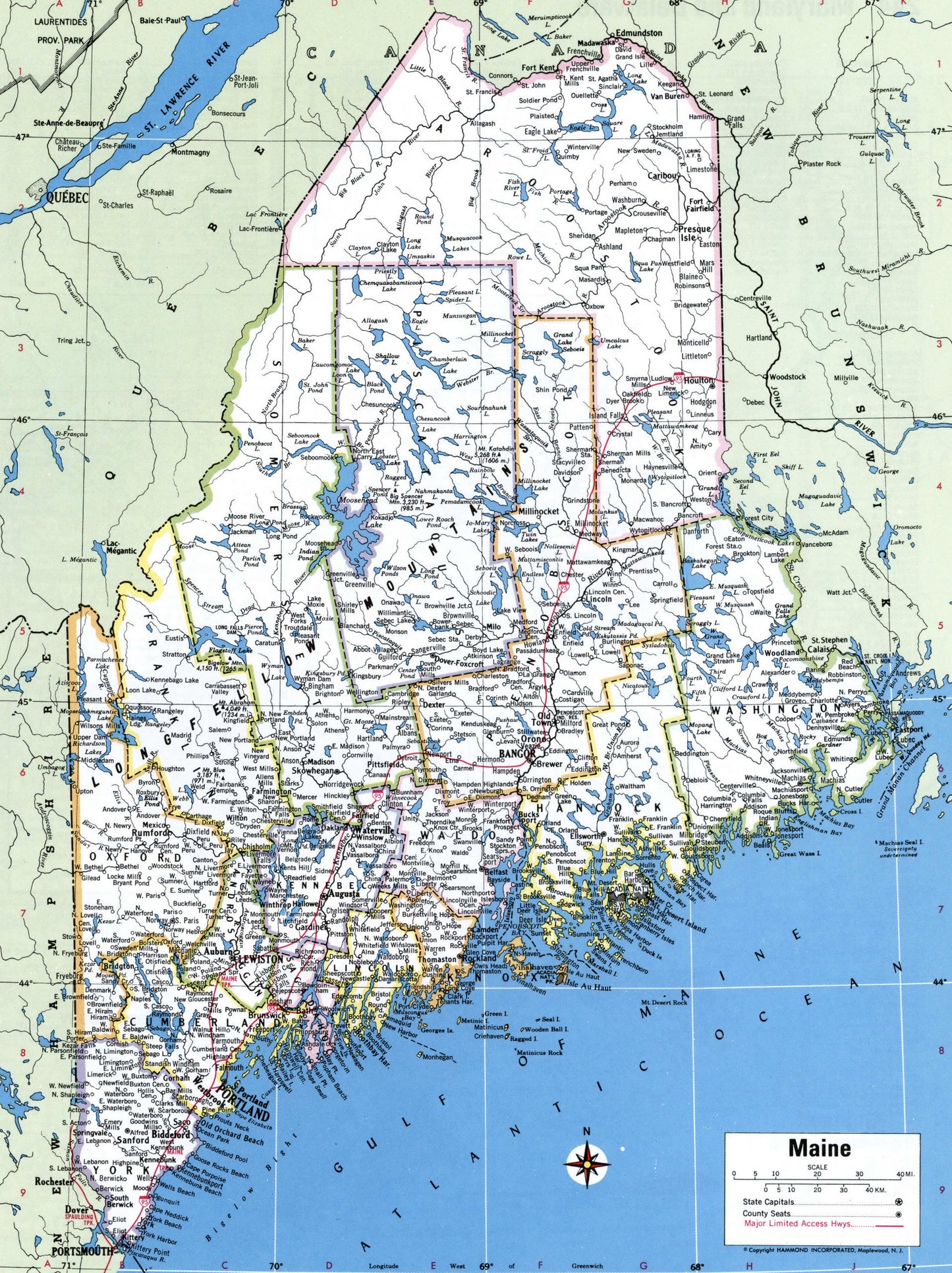 Maine Counties Map Glossy Poster Picture Photo Print Banner Booma Prints