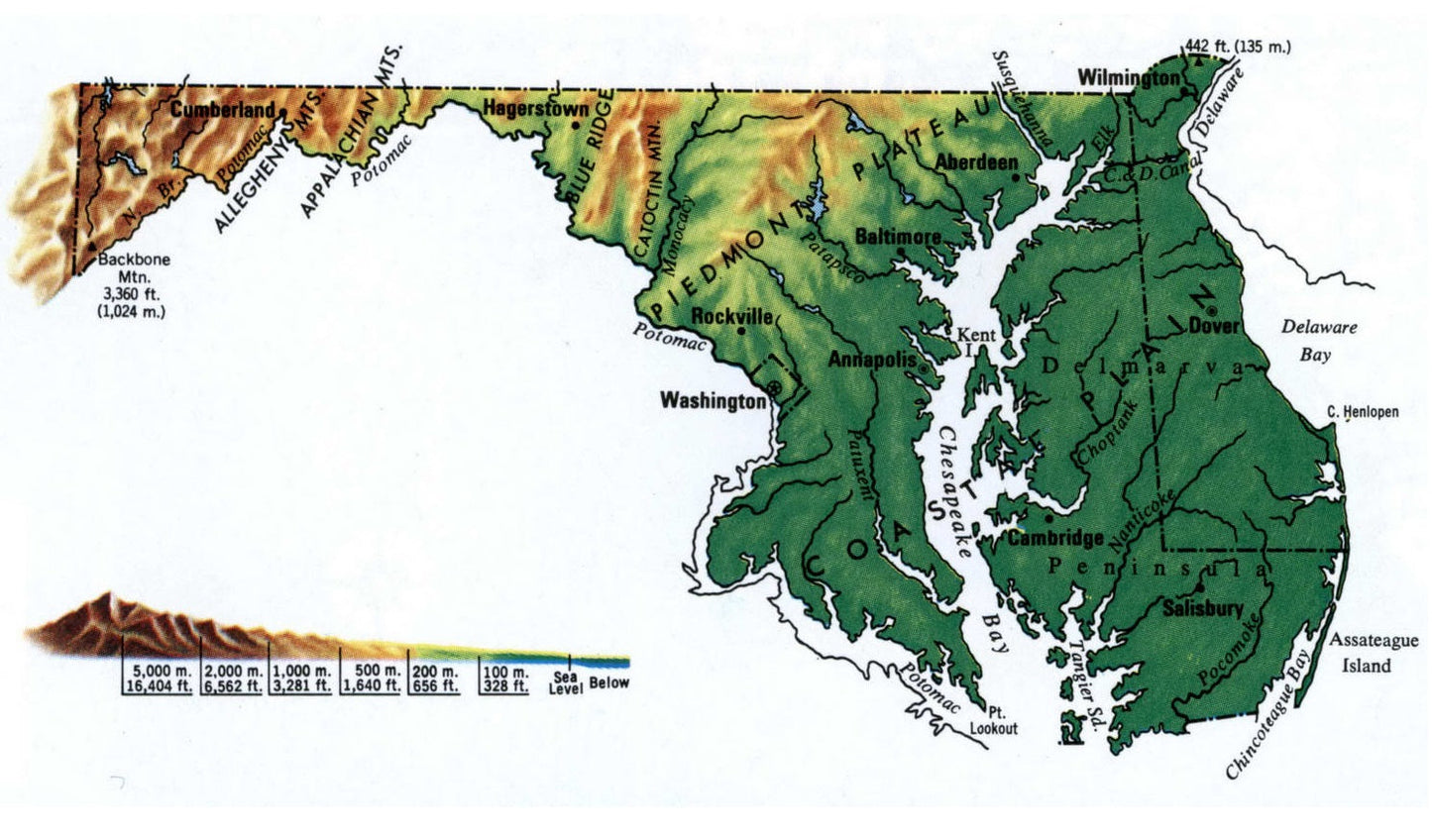 Maryland Topography Map Glossy Poster Picture Photo Print Banner Booma Prints