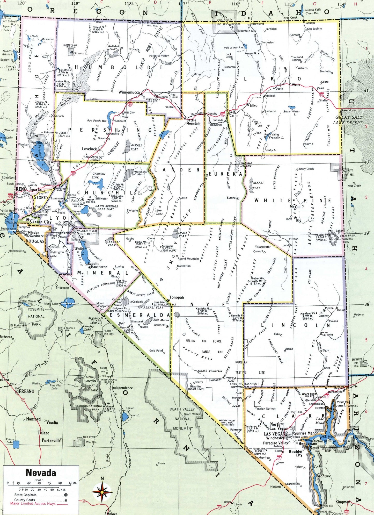 Nevada County Counties Map Glossy Poster Picture Photo Print Banner Booma Prints