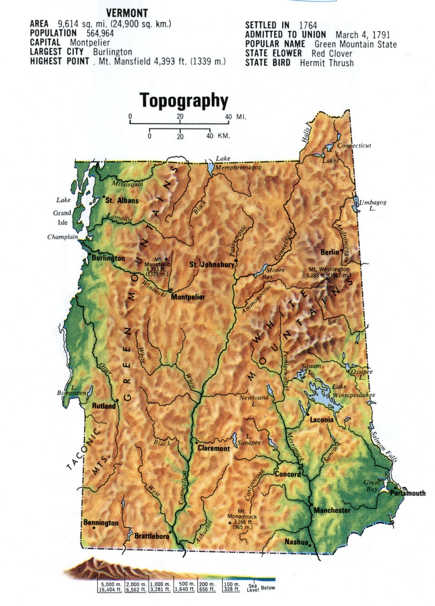 New Hampshire Topography Map Glossy Poster Picture Photo Print Banner Booma Prints