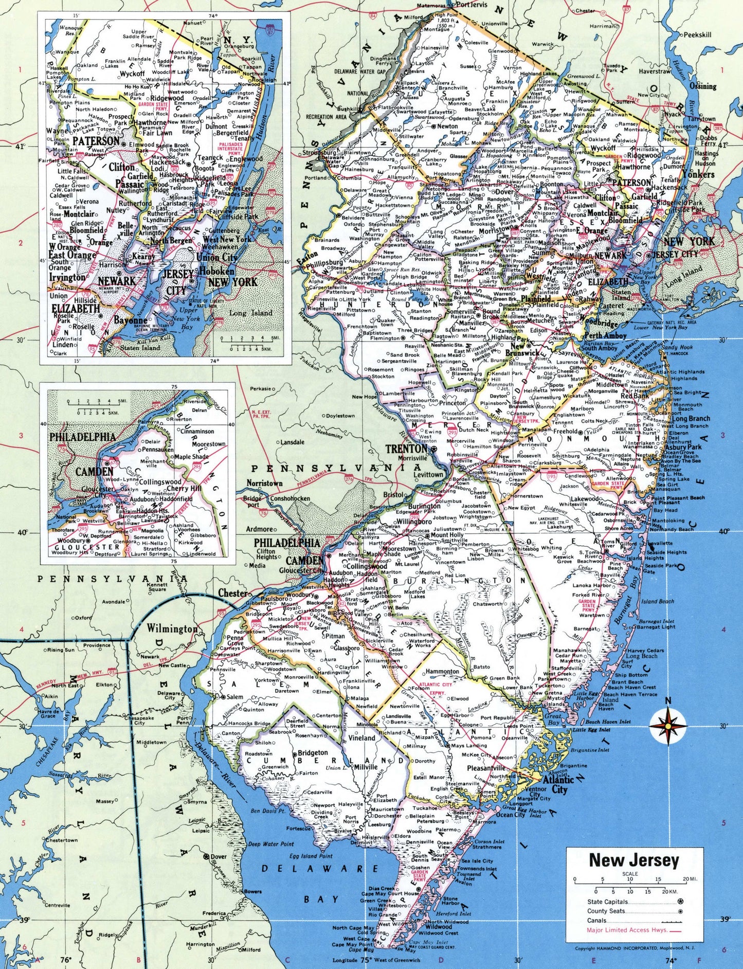New Jersey County Counties Map Glossy Poster Picture Photo Print Banner Booma Prints