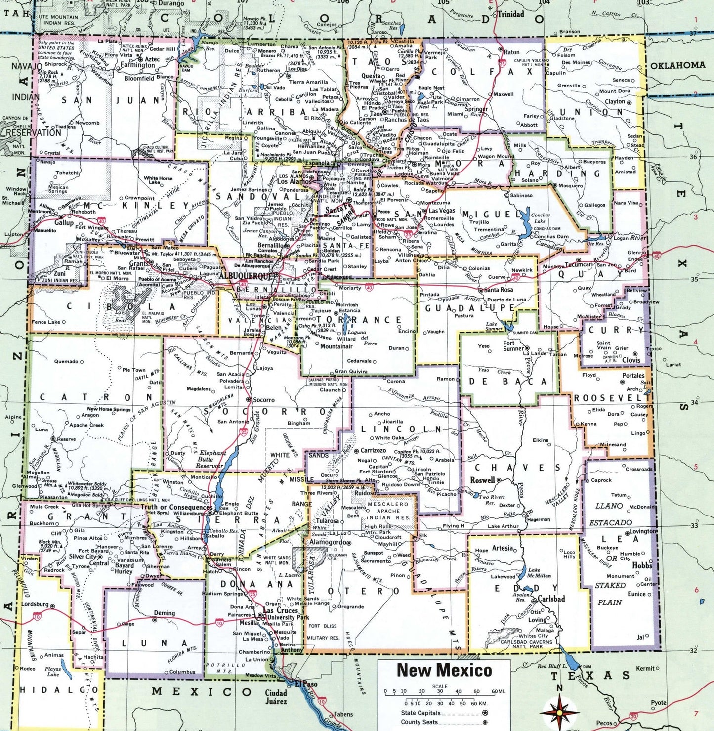 New Mexico County Counties Map Glossy Poster Picture Photo Print Banner Booma Prints