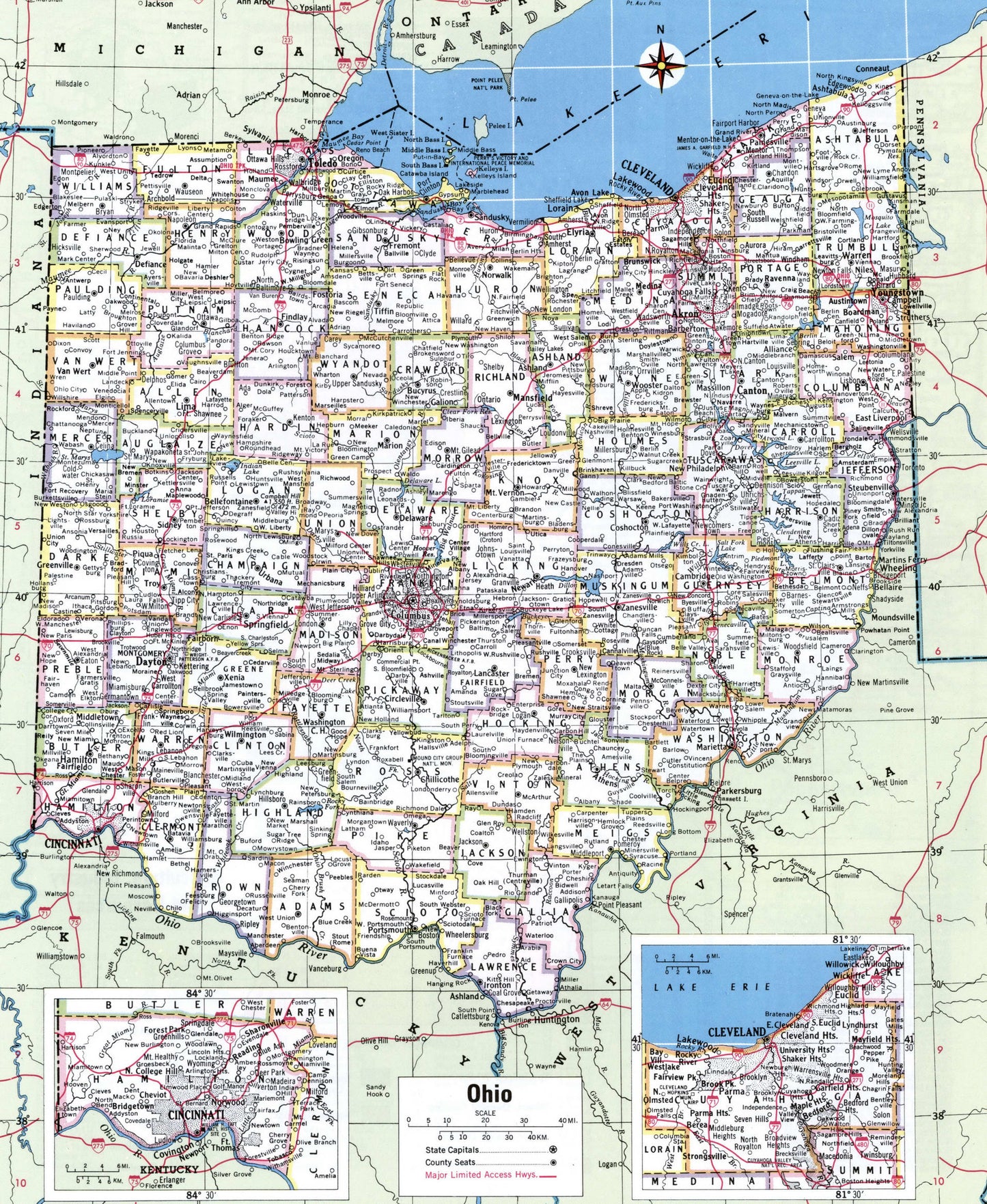 Ohio County Counties Map Glossy Poster Picture Photo Print Banner Booma Prints