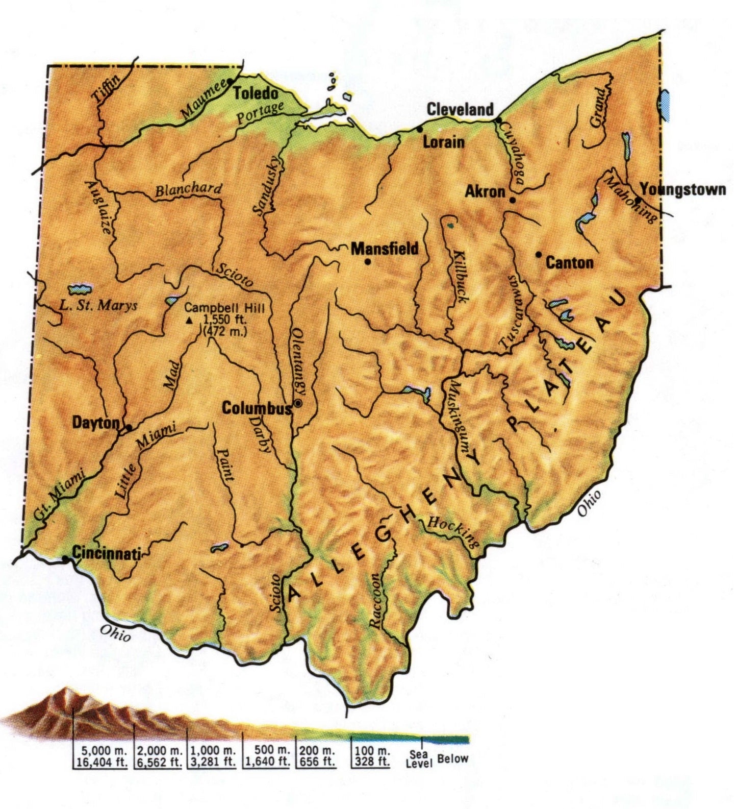 Ohio Topography Map Glossy Poster Picture Photo Print Banner Booma Prints