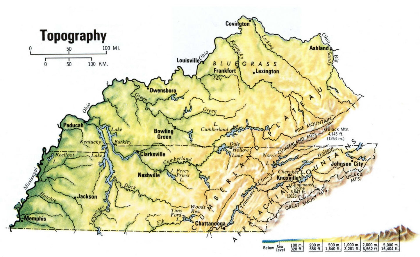 Tennessee Topography Map Glossy Poster Picture Photo Print Banner Booma Prints