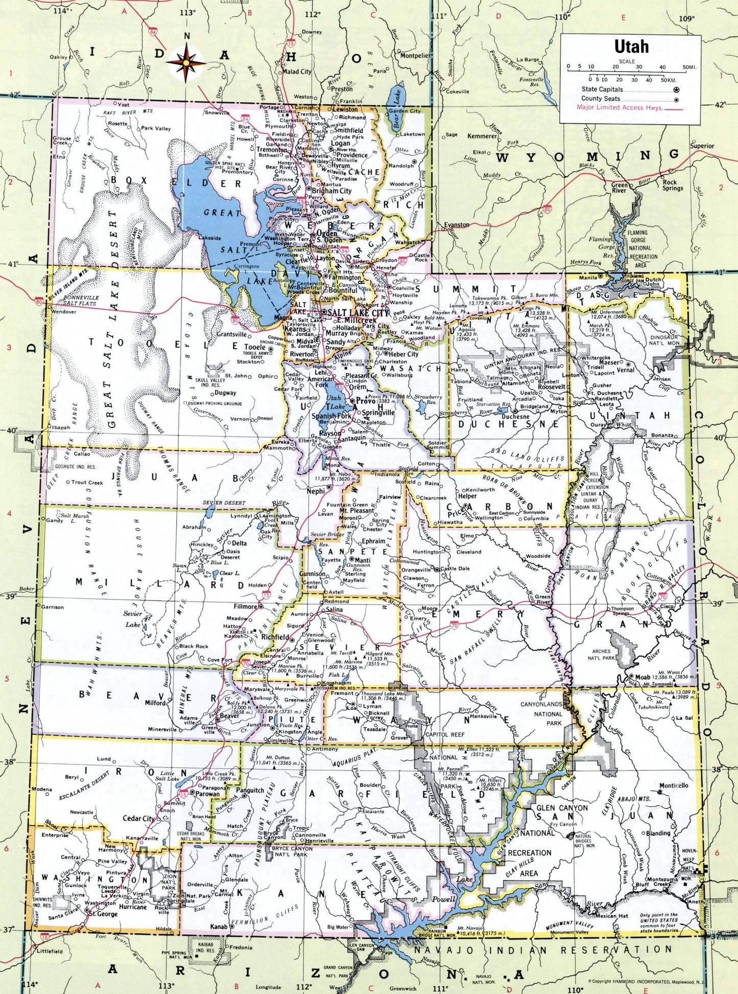 Utah Counties County Road Map Glossy Poster Picture Photo Print Banner Booma Prints