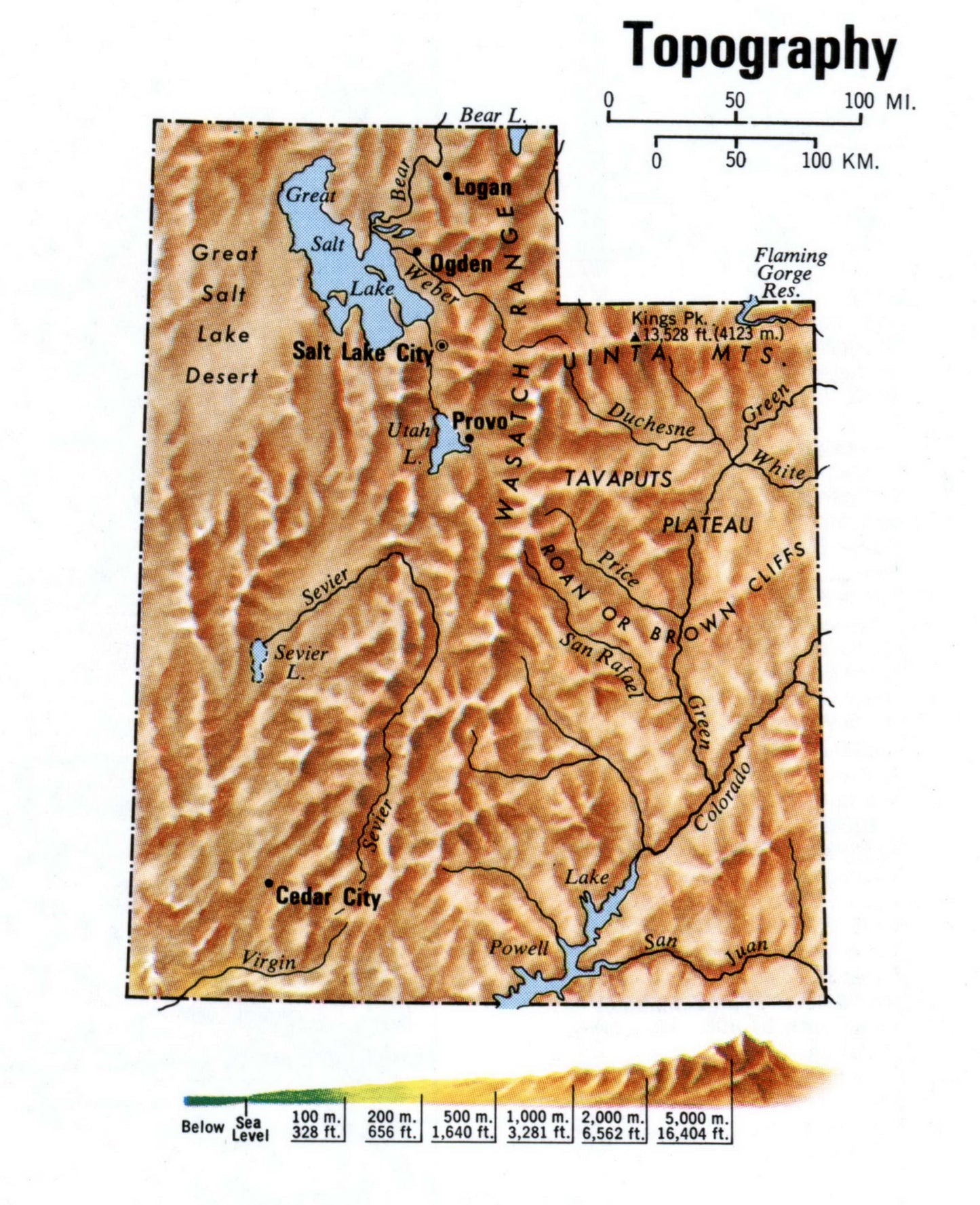Utah Ut Topography Map Glossy Poster Picture Photo Print Banner Booma Prints