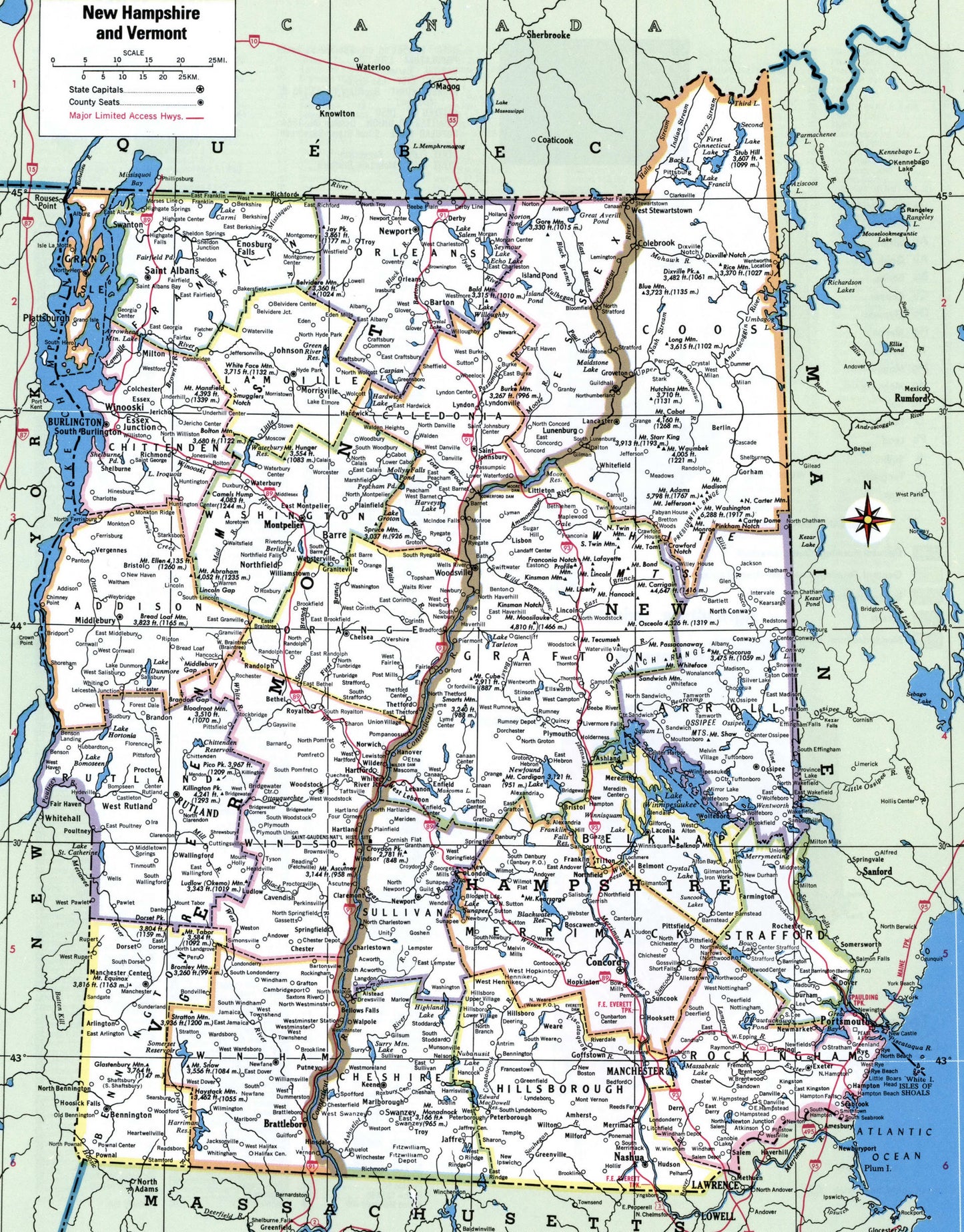 Vermont Vt Counties County Map Glossy Poster Picture Photo Print Banner Booma Prints