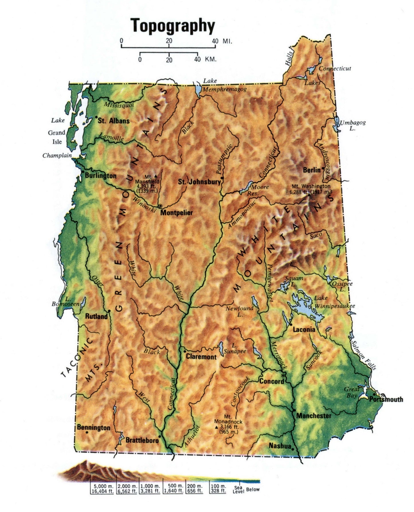 Vermont Vt Topography Map Glossy Poster Picture Photo Print Banner Booma Prints