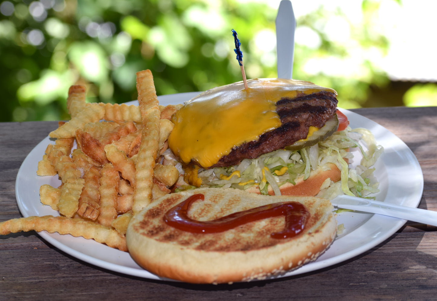 Cheeseburger With Fries Burger Glossy Poster Picture Photo Print Banner Booma Prints