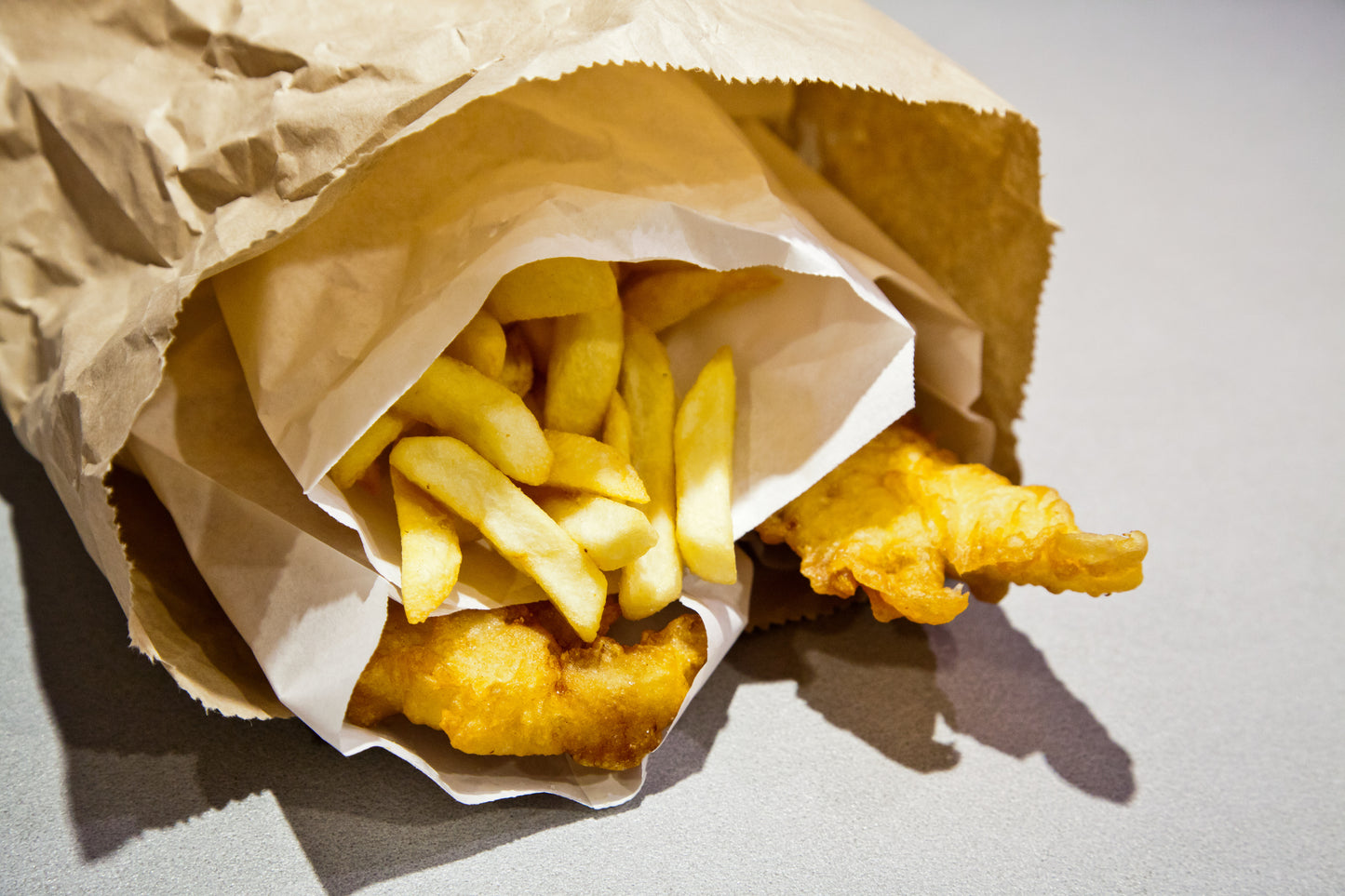 Fish And Chips In A Bag Glossy Poster Picture Photo Print Banner Booma Prints
