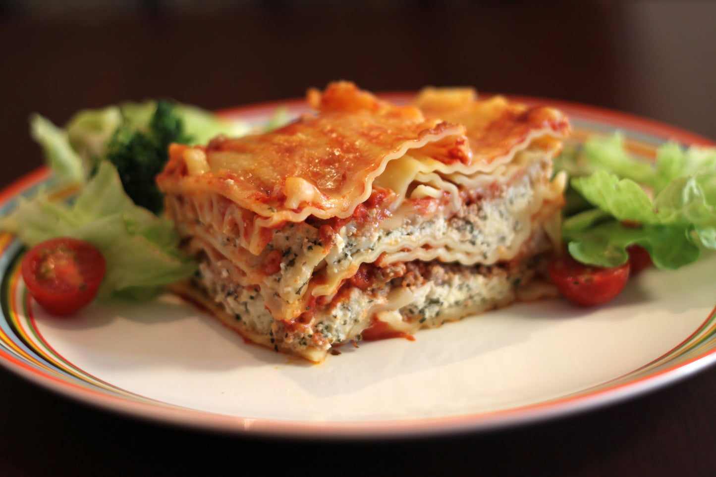 Lasagna With Salad Italy Glossy Poster Picture Photo Print Banner Booma Prints