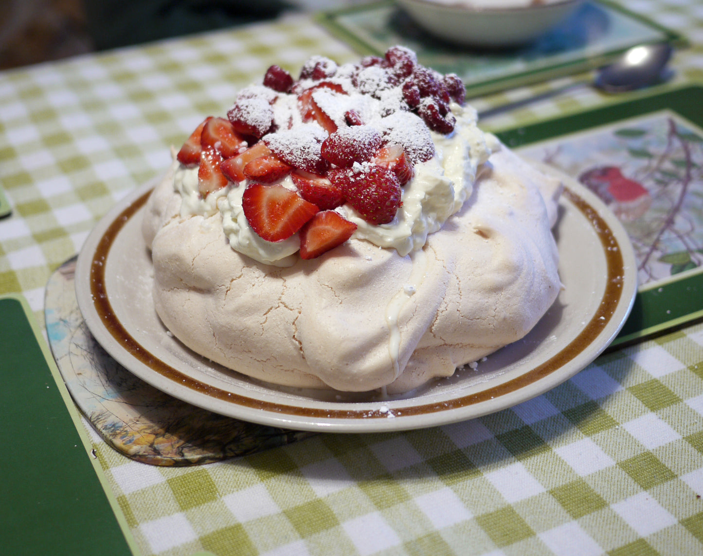 Pavlova Meringue Strawberries Glossy Poster Picture Photo Print Banner Booma Prints