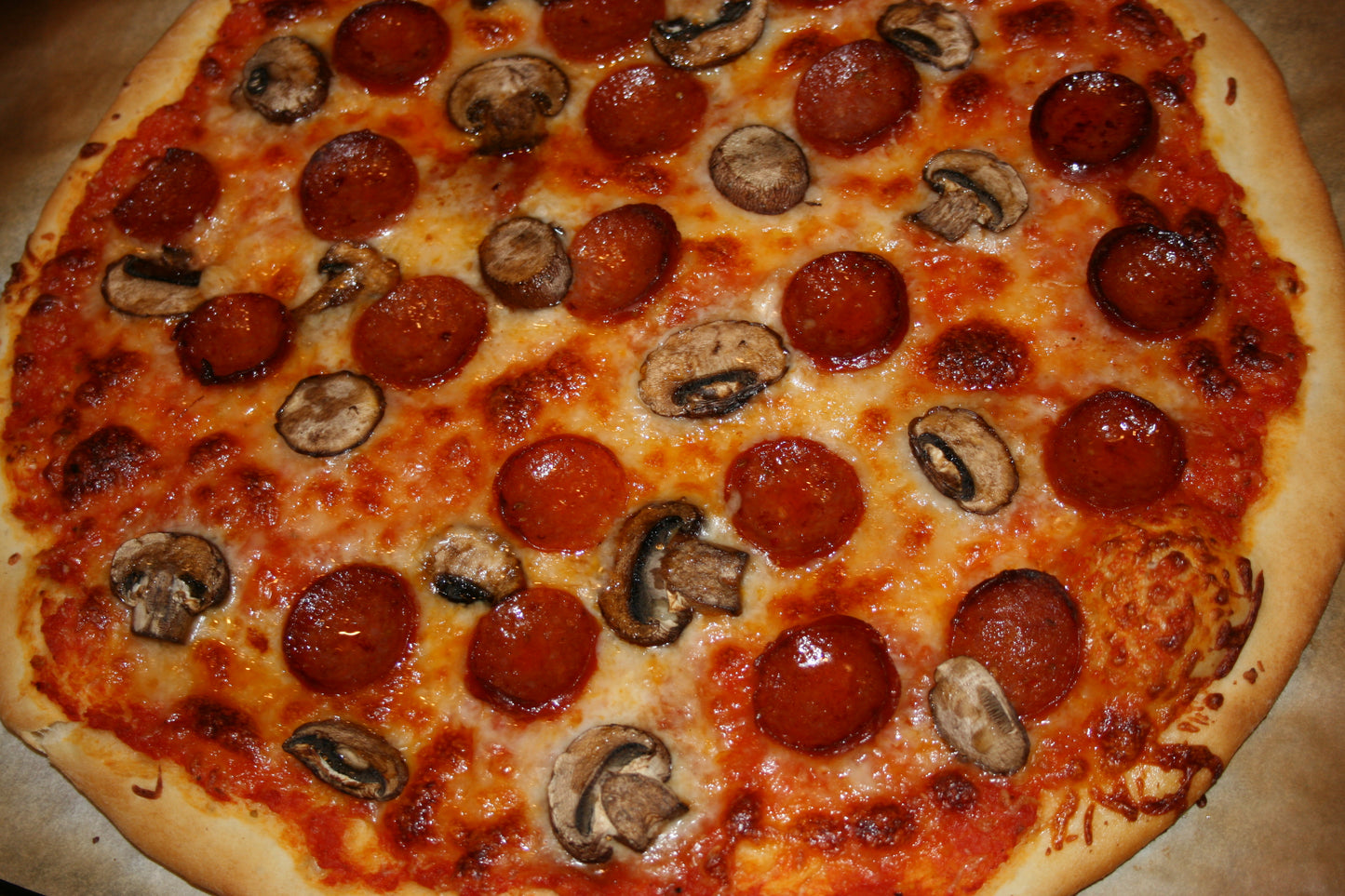 Mushroom Pepperoni Pizza Glossy Poster Picture Photo Print Banner Booma Prints