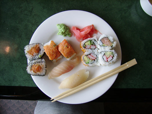 Sushi Plate Ginger Chopsticks Glossy Poster Picture Photo Print Banner Booma Prints