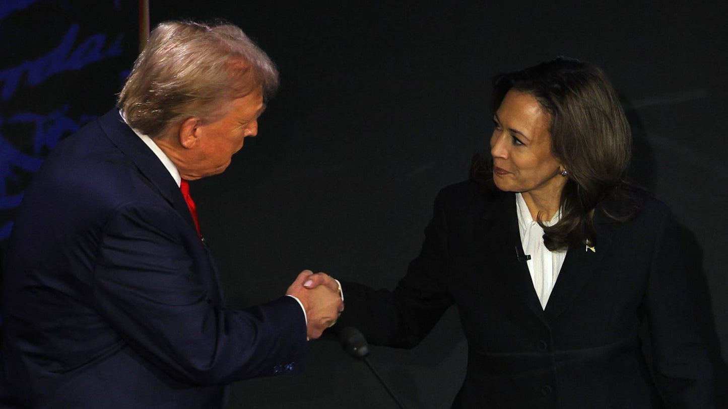 Trump Harris Debate Handshake Glossy Poster Picture Photo Print Banner Booma Prints