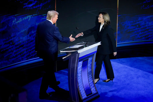 Kamala Harris Trump Handshake Glossy Poster Picture Photo Print Banner Booma Prints