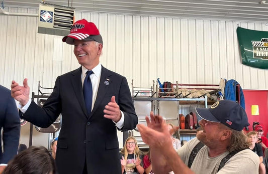 Joe Biden Wearing Trump Hat Glossy Poster Picture Photo Print Banner Booma Prints