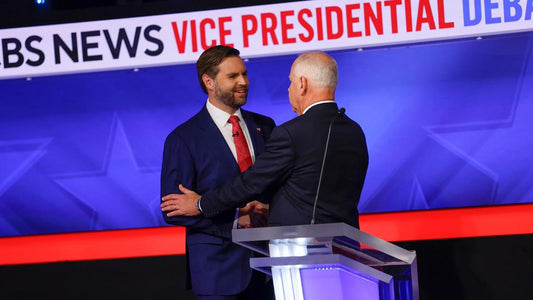 Jd Vance Tim Walz Debate Vp 2024 Handshake Glossy Poster Picture Photo Print Banner Booma Prints