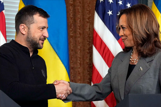 Zelenskyy Kamala Harris Handshake Glossy Poster Picture Photo Print Banner Booma Prints