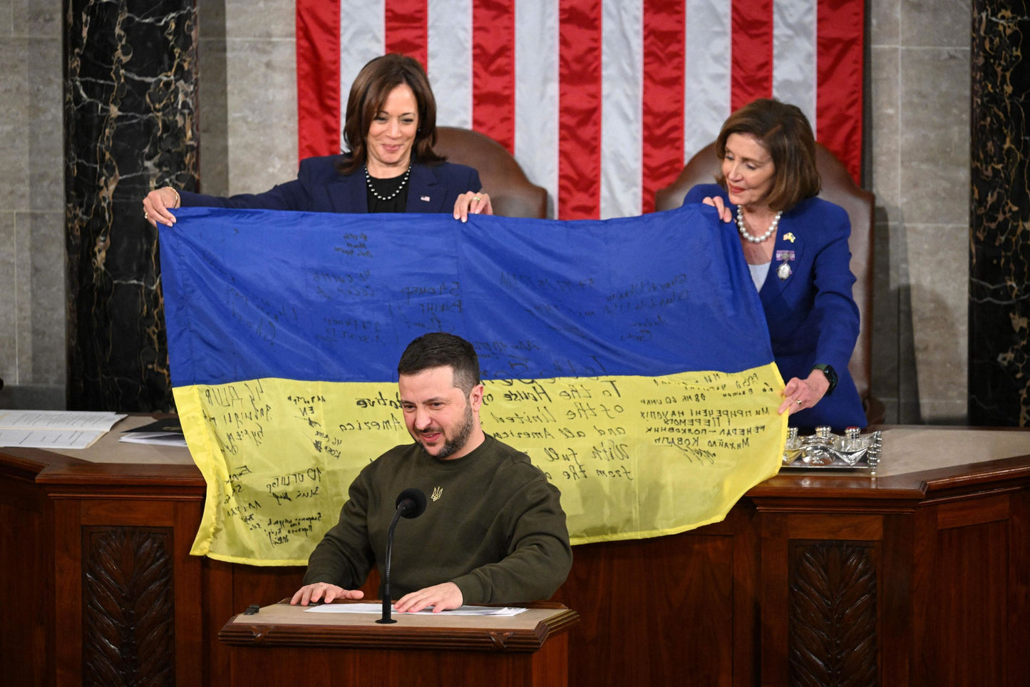 Zelenskyy Harris Pelosi Flag Glossy Poster Picture Photo Print Banner Booma Prints