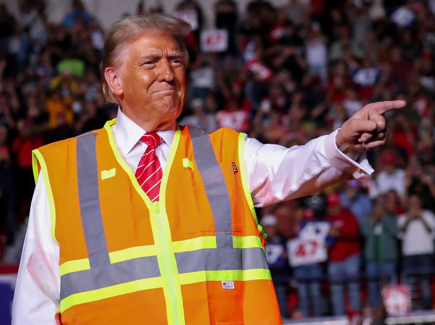 Trump Wearing Sanitation Vest Glossy Poster Picture Photo Print Banner Booma Prints