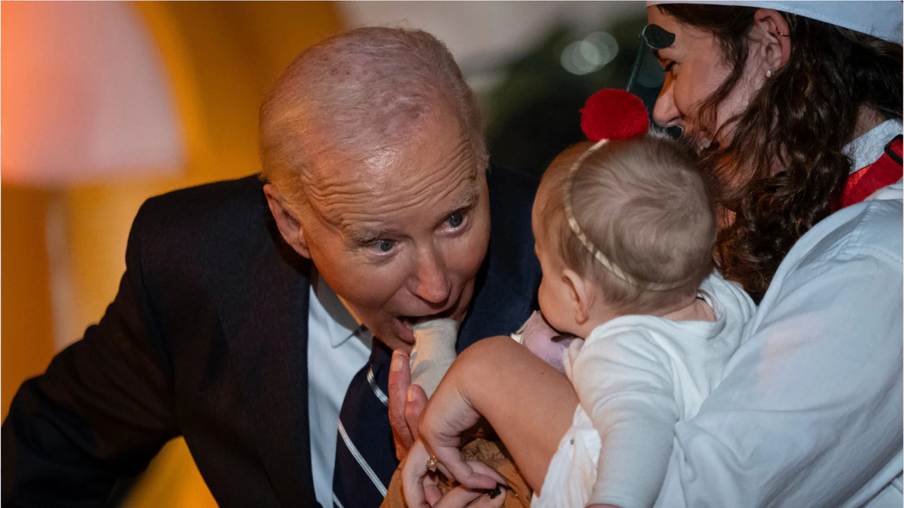 Biden Biting Baby Foot Halloween Glossy Poster Picture Photo Print Banner Booma Prints